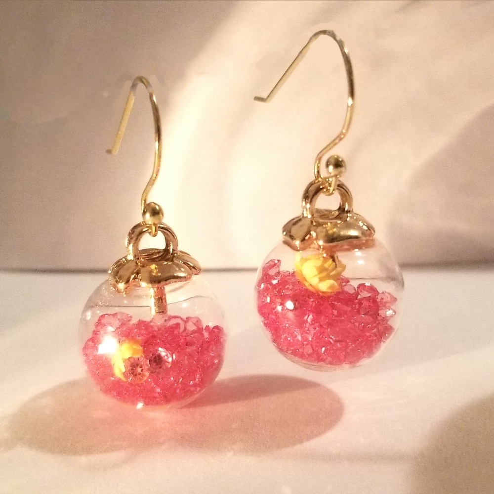 crystal flower orb earrings